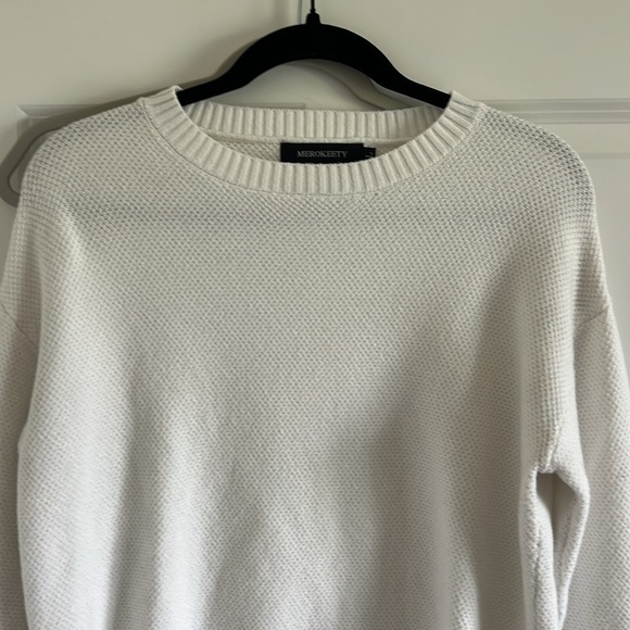 Merokeety Size Large White Waffle Sweater Size Large - Picture 3 of 9